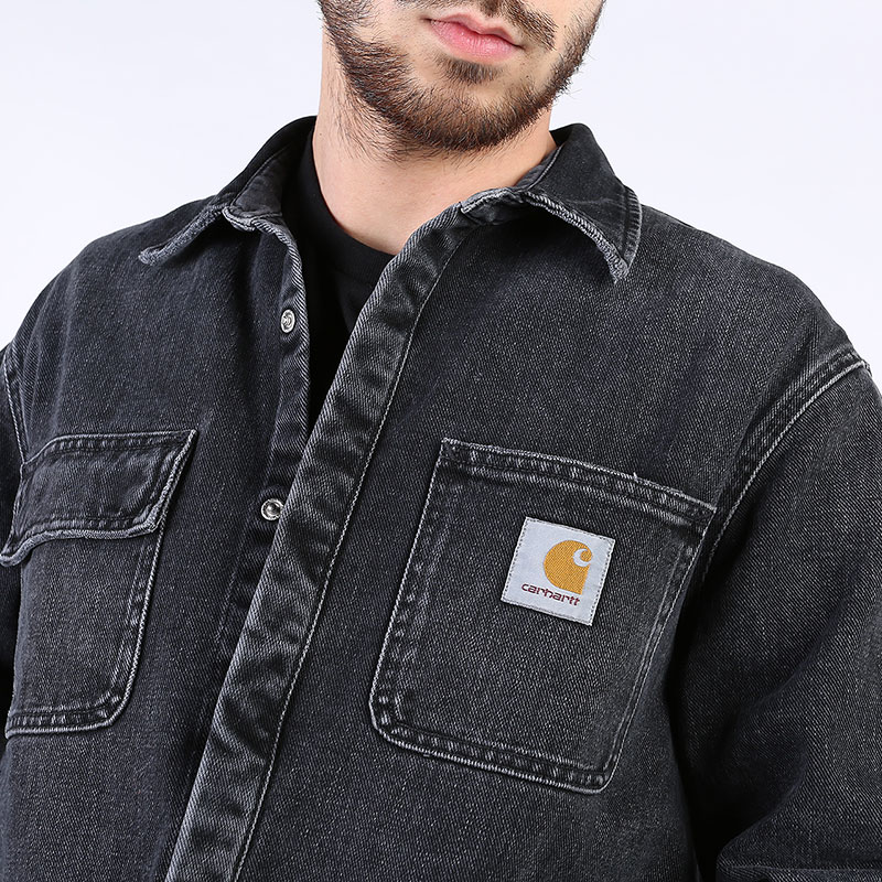 мужская серая рубашка Carhartt WIP Sallnac Shirt Jac I027545-black - цена, описание, фото 3